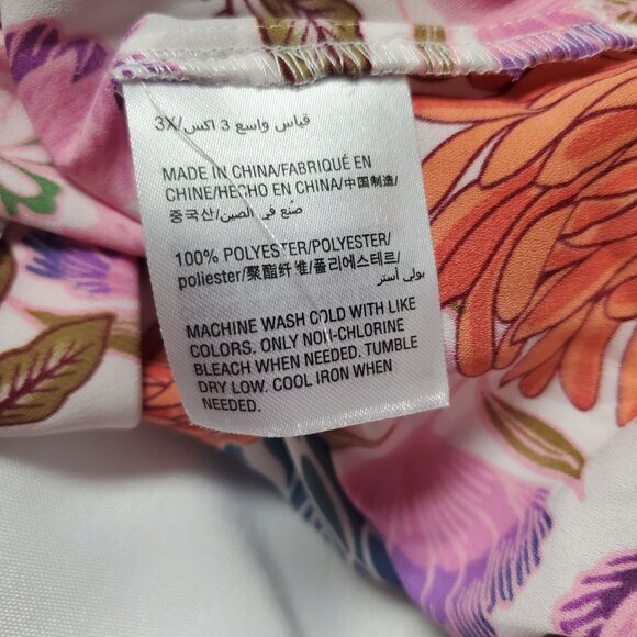 INC Womens Blouse 3X Floral Spring Feminine Long Sleeves Boat Neck Pink Plus - Picture 9 of 11